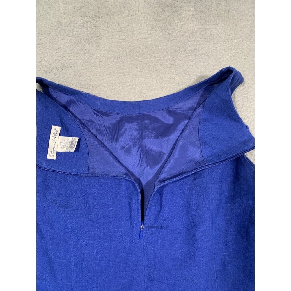 Deane & White Dress Blue Linen Blend Sleeveless Lined Size 10 Back Zipper - Picture 7 of 8